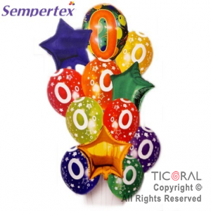 SET DE GLOBOS NUMEROS MULTICOLOR NRO 0 12 UNIDADES X 1